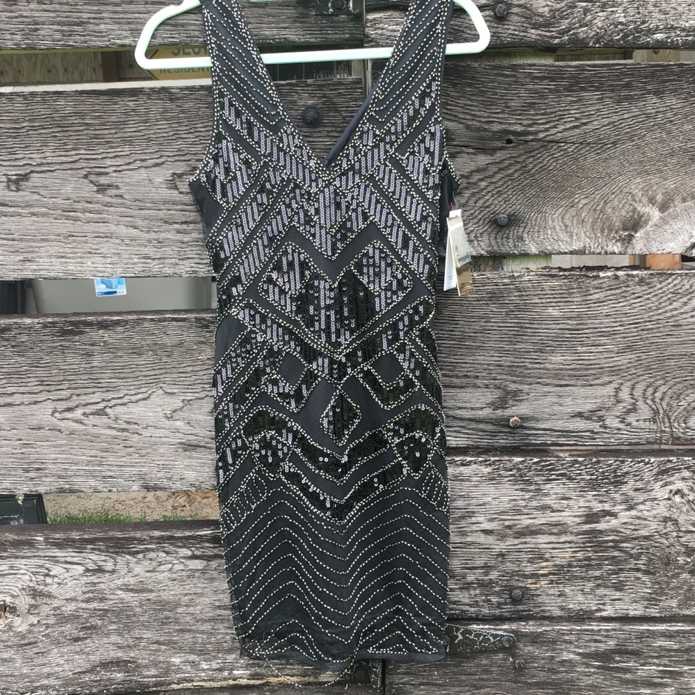 Red Dress Boutique Black Sequin and Beaded Dress